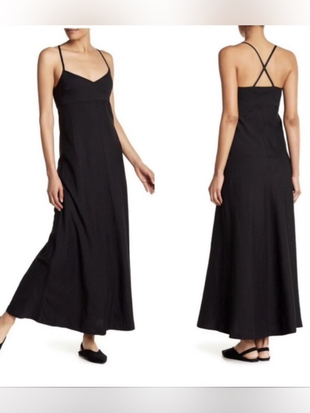 Theory Haranna Black Linen Dress with Crisscross Back